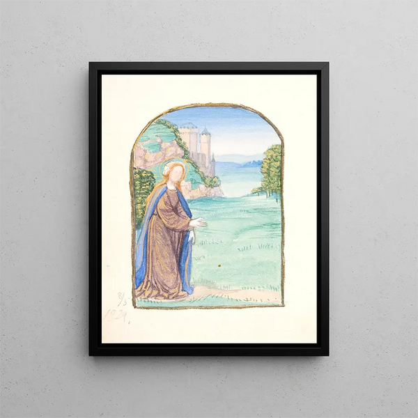 Sainte Frau in einer Landschaft mit einer Burg im Hintergrund - Agnes Slott-Møller — gerahmtes Bild an der Wand