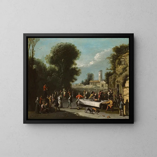 Agostino Tassi - Peasants Carousing And Feasting In A Landscape With Ruins A Church Beyond.webp