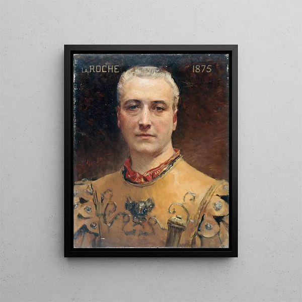 Portrait de Jules Laroche 1841-1925 sociétaire de la Comédie Française en costume de scène - Aimé Morot — gerahmtes Bild an der Wand