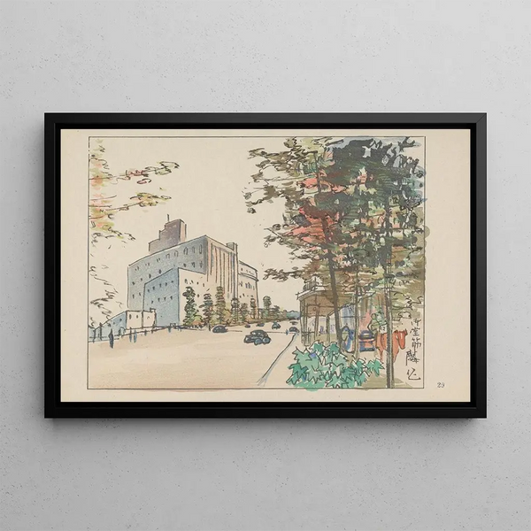 Midosuji, un centre d'affaires - Akamatsu Rinsaku — gerahmtes Bild an der Wand