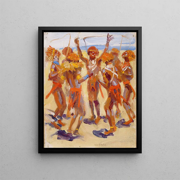 Krieger Kikuyu tanzend - Akseli Gallen-Kallela — gerahmtes Bild an der Wand