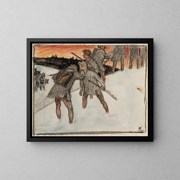 Flucht aus Impivaara - Akseli Gallen-Kallela — gerahmtes Bild an der Wand
