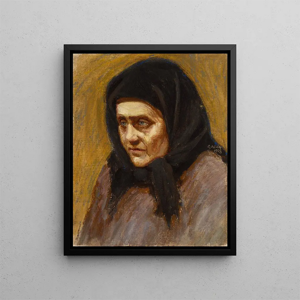 Die Frau mit schwarzem Schal - Akseli Gallen-Kallela — gerahmtes Bild an der Wand