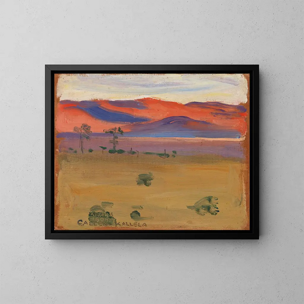 Sonnenuntergang in der Savanne - Akseli Gallen-Kallela — gerahmtes Bild an der Wand