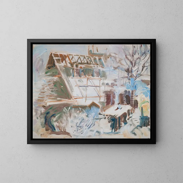Atelier Tarvaspää im Bau - Akseli Gallen-Kallela — gerahmtes Bild an der Wand