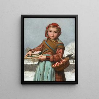 Albert Anker - School girl with slate board and sewing basket.webp