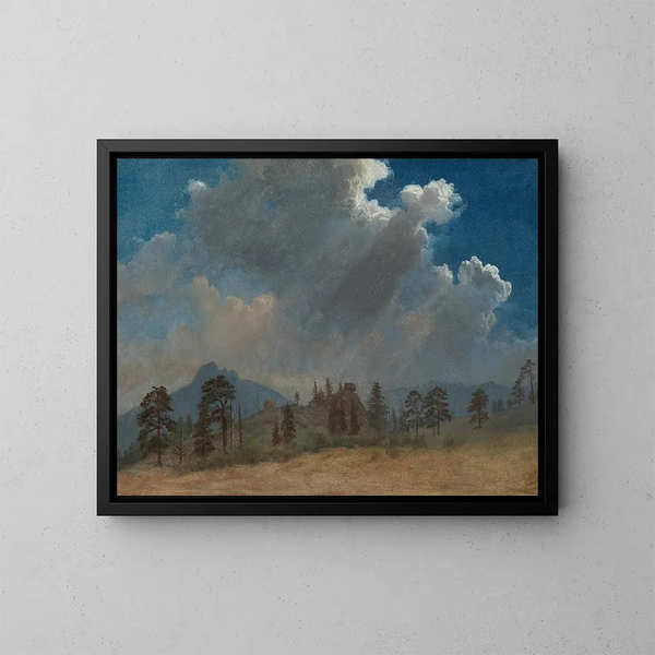 Tannenbaum und Gewitterwolken - Albert Bierstadt — gerahmtes Bild an der Wand