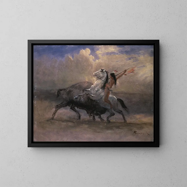 Skizze für Die letzten Bisons - Albert Bierstadt — gerahmtes Bild an der Wand