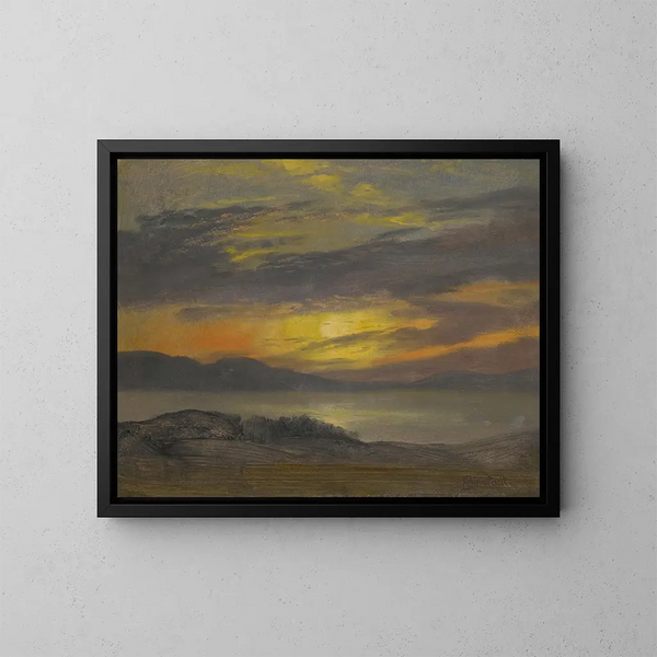 Sonnenuntergang - Albert Bierstadt — gerahmtes Bild an der Wand