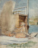 Eine Frau in einem Boot am Kai (Konflikt der Fälle) - Albert Edelfelt — Ansicht des Kunstwerks