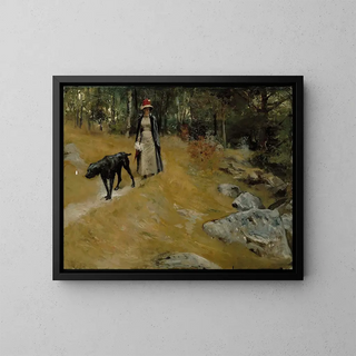 Albert Edelfelt - On The Shore Bank Annie Edelfelt With A Dog.webp