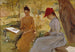 Die Schwestern der Künstlerin Annie und Berta, die Girlanden binden - Albert Edelfelt — Ansicht des Kunstwerks