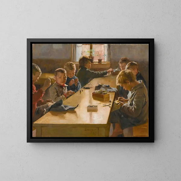 L'atelier des garçons à Helsinki - Albert Edelfelt — gerahmtes Bild an der Wand