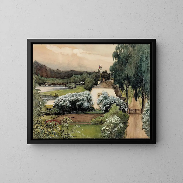 Die Haus der Verwalter im Herrenhaus von Saari - Albert Edelfelt — gerahmtes Bild an der Wand
