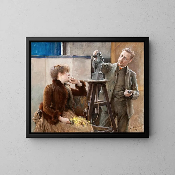 Der Bildhauer Ville Vallgren und seine Frau - Albert Edelfelt — gerahmtes Bild an der Wand