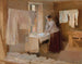 Studie einer Frau beim Bügeln für die Wäschereifrauen - Albert Edelfelt — Ansicht des Kunstwerks
