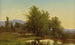 Landschaft mit Teich, Scheune und Figuren - Albert Fitch Bellows — Ansicht des Kunstwerks