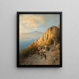 Albert Flamm - Returning Home from the Market with Vesuvius in the Background.webp