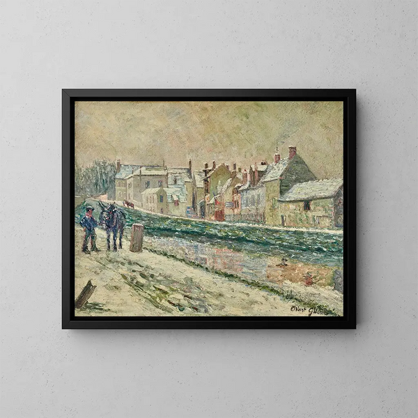 Das Dorf Moret-sur-Loing im Schnee - Albert Gleizes — gerahmtes Bild an der Wand