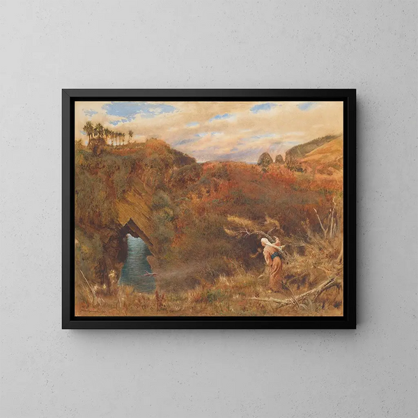 Der Prinz Camaralzaman beobachtet den Dieb des Talismans - Albert Goodwin — gerahmtes Bild an der Wand