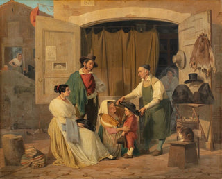 Albert Kchler - Roman Peasants Buying A Hat For Their Little Son Who Is To Be An Abbate.webp