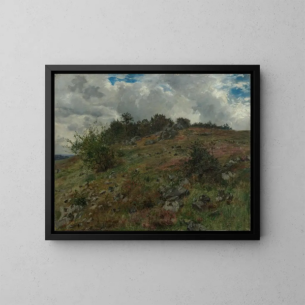 Heidelandschafts-Gemälde bei KleinSassen in der Rheinregion - Albert Lang — gerahmtes Bild an der Wand