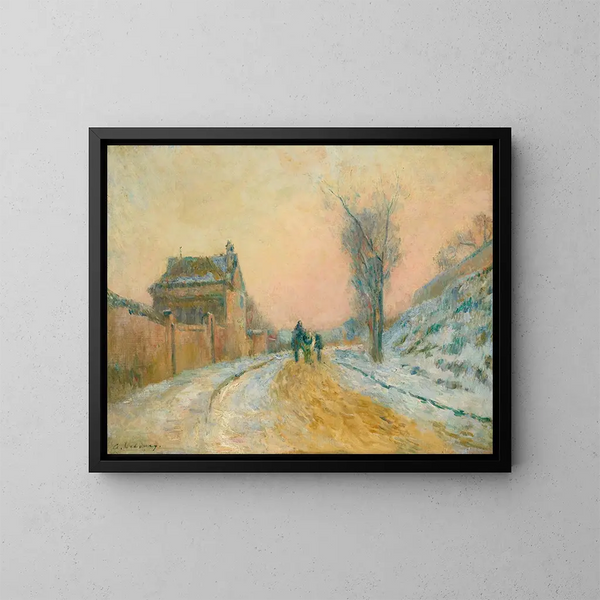 Die Kutsche im Schnee auf der Straße von Montgargan - Albert Lebourg — gerahmtes Bild an der Wand