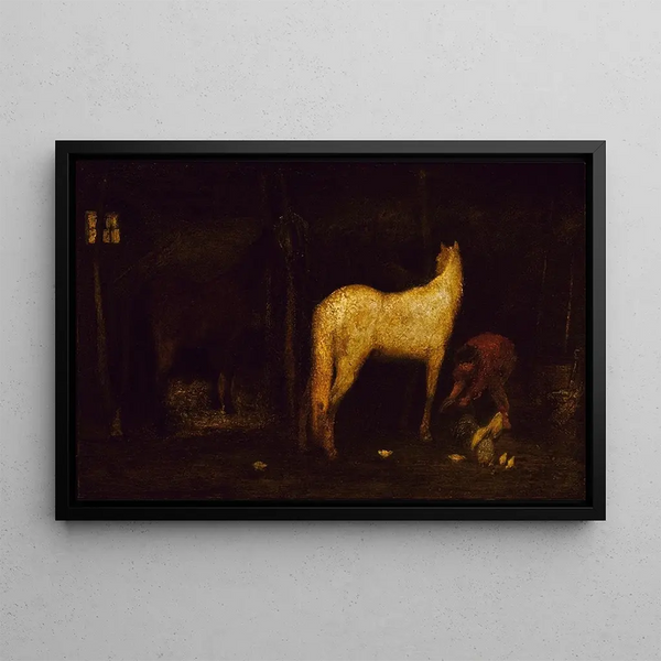 In der Stallung - Albert Pinkham Ryder — gerahmtes Bild an der Wand