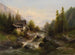 Landschaft mit Wassermühle im Berner Oberland - Albert Rieger — Ansicht des Kunstwerks