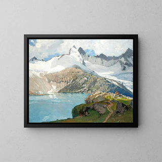 Albert Stagura - A Mountain Lake with a Hut.webp