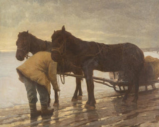 Albert Stagura - Farmer with horse carriage in winter landscape.webp
