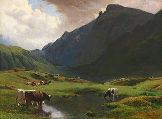Albert de Meuron - Alpine Landscape With Cows And Goats.webp