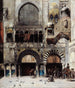 Kavallerie der Circassier, die auf ihren Kommandanten an der Tür eines byzantinischen Denkmals wartet - Alberto Pasini — Ansicht des Kunstwerks
