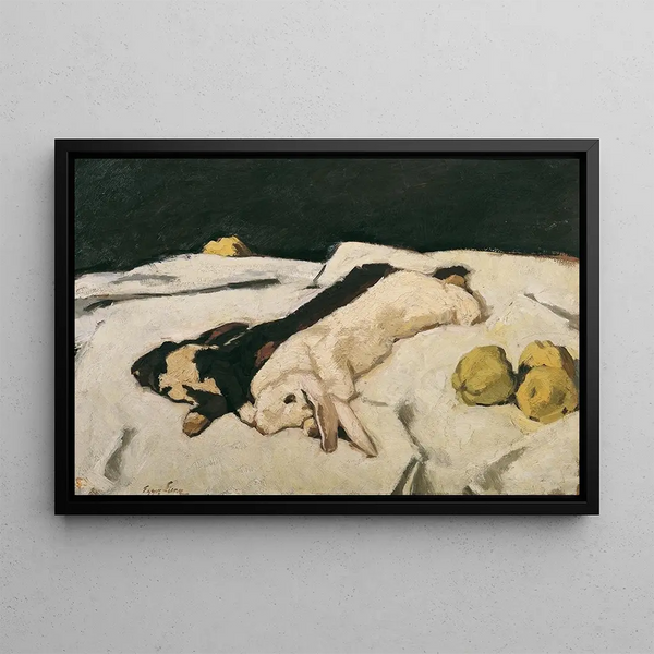 Lièvres morts - Albin Egger-Lienz — gerahmtes Bild an der Wand