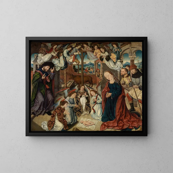 L'Adoration des bergers - Albrecht Bouts — gerahmtes Bild an der Wand