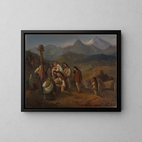 Die Beerdigung eines Highlanders - Aleksander Kotsis — gerahmtes Bild an der Wand