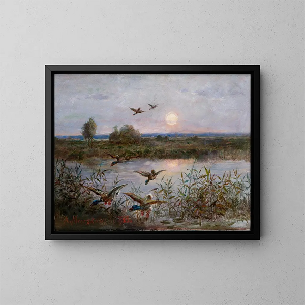 Enten über den Sümpfen - Aleksander Mroczkowski — gerahmtes Bild an der Wand