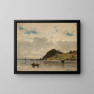 Landschaft am See und Fluss - Aleksander Swieszewski — gerahmtes Bild an der Wand