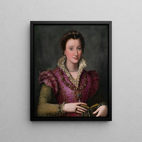 Portrait einer Dame (Kasuskonflikt) - Alessandro Allori — gerahmtes Bild an der Wand