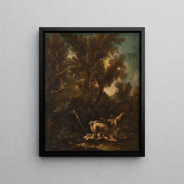 Landschaft mit zwei reuigen Mönchen - Alessandro Magnasco — gerahmtes Bild an der Wand