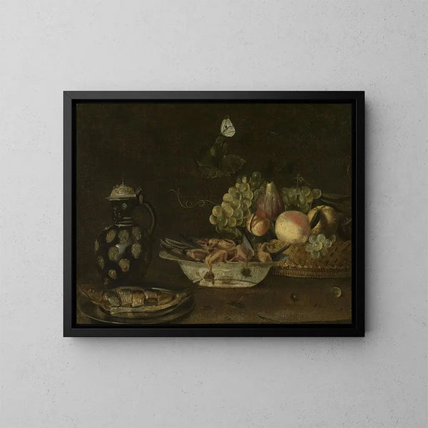 Stillleben mit einem Hering - Alexander Adriaenssen — gerahmtes Bild an der Wand