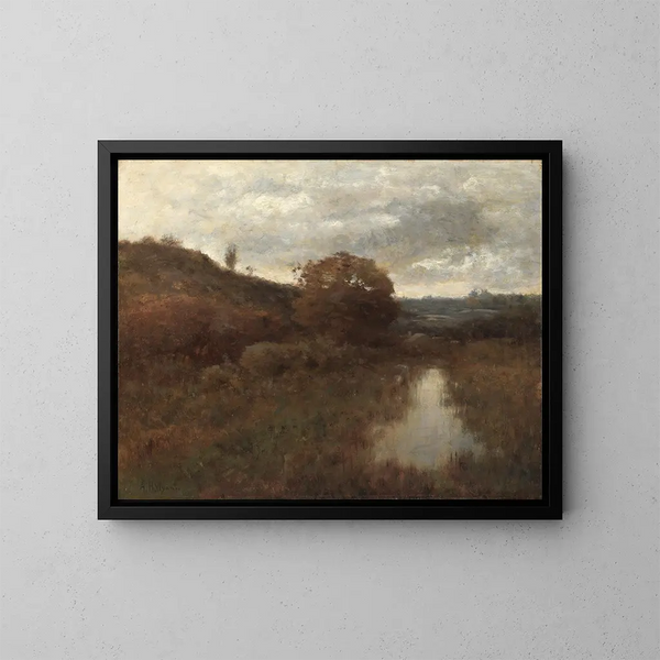 Herbstlandschaft und Teich - Alexander Helwig Wyant — gerahmtes Bild an der Wand