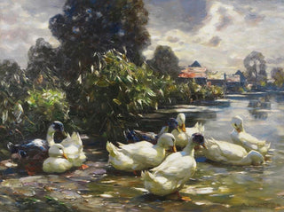 Alexander Koester - Acht Enten am Wasser.webp