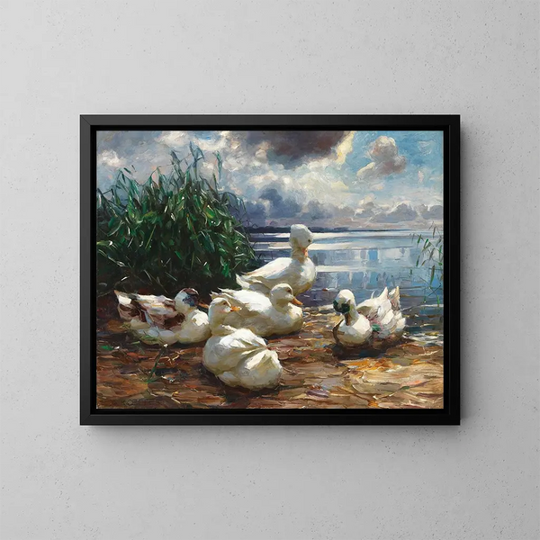 Enten auf dem Chiemsee im aufziehenden Sturm - Alexander Koester — gerahmtes Bild an der Wand