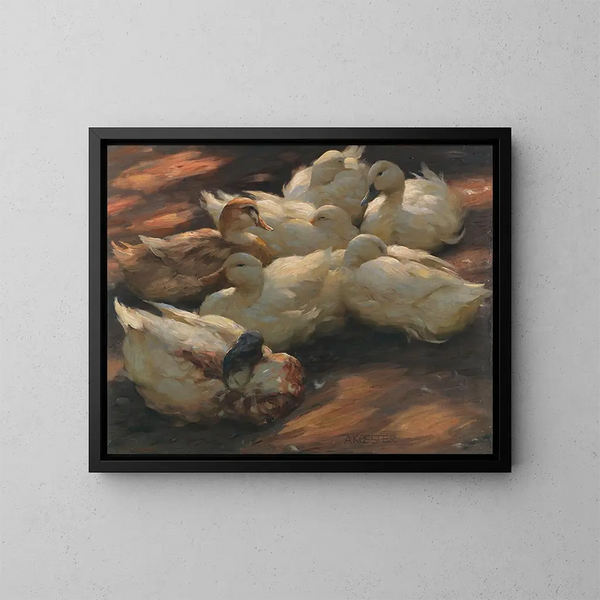 Enten am Boden - Alexander Koester — gerahmtes Bild an der Wand