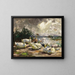 Enten am Wasserufer, bewölkte Atmosphäre - Alexander Koester — gerahmtes Bild an der Wand