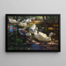Sept Enten in einem schattigen Teich - Alexander Koester — gerahmtes Bild an der Wand