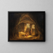 Italienische Bauern in einer antiken Höhle im Tuffstein - Alexander Laurus — gerahmtes Bild an der Wand
