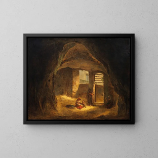 Alexander Laurus - Italian Peasants in a Grotto Antique Grotto in the Tarpeian Rock.webp