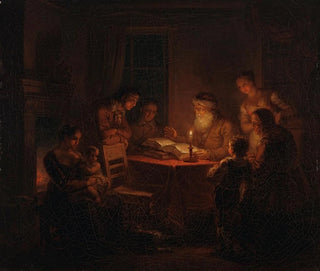 Alexander Laurus - Jewish Rabbi Reading The Bible To His Family.webp